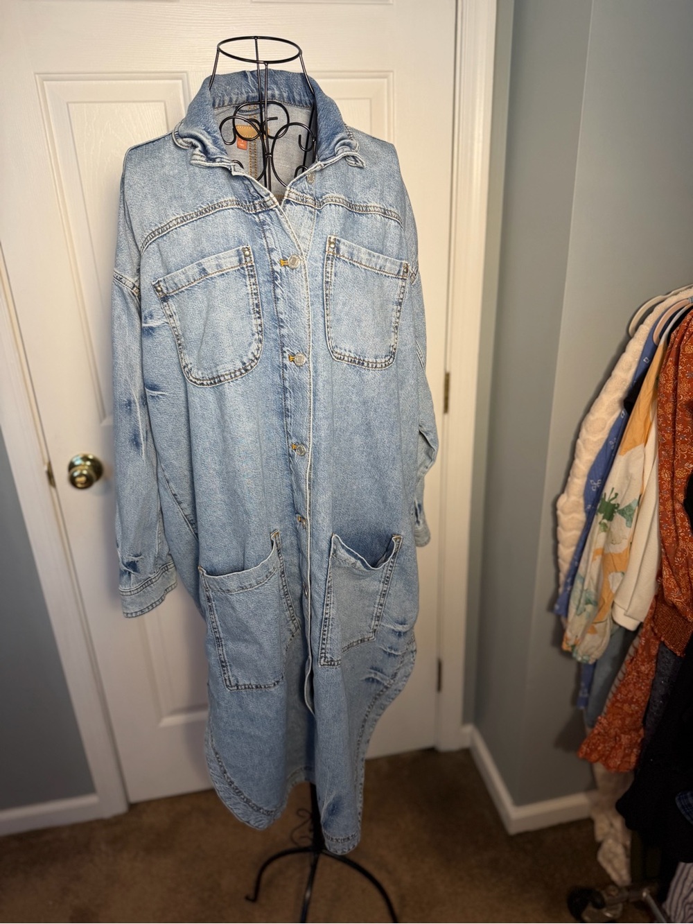 Pilcro Urban Outfitters Long Denim Duster Jacket Coat Size S